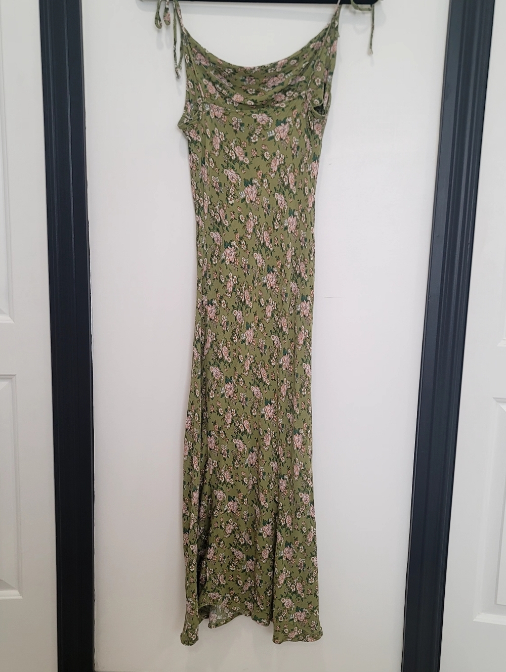 Miss Lola Green Floral Cowl Neck Maxi Dress - Cottagecore Boho - Medium - Picture 4 of 11